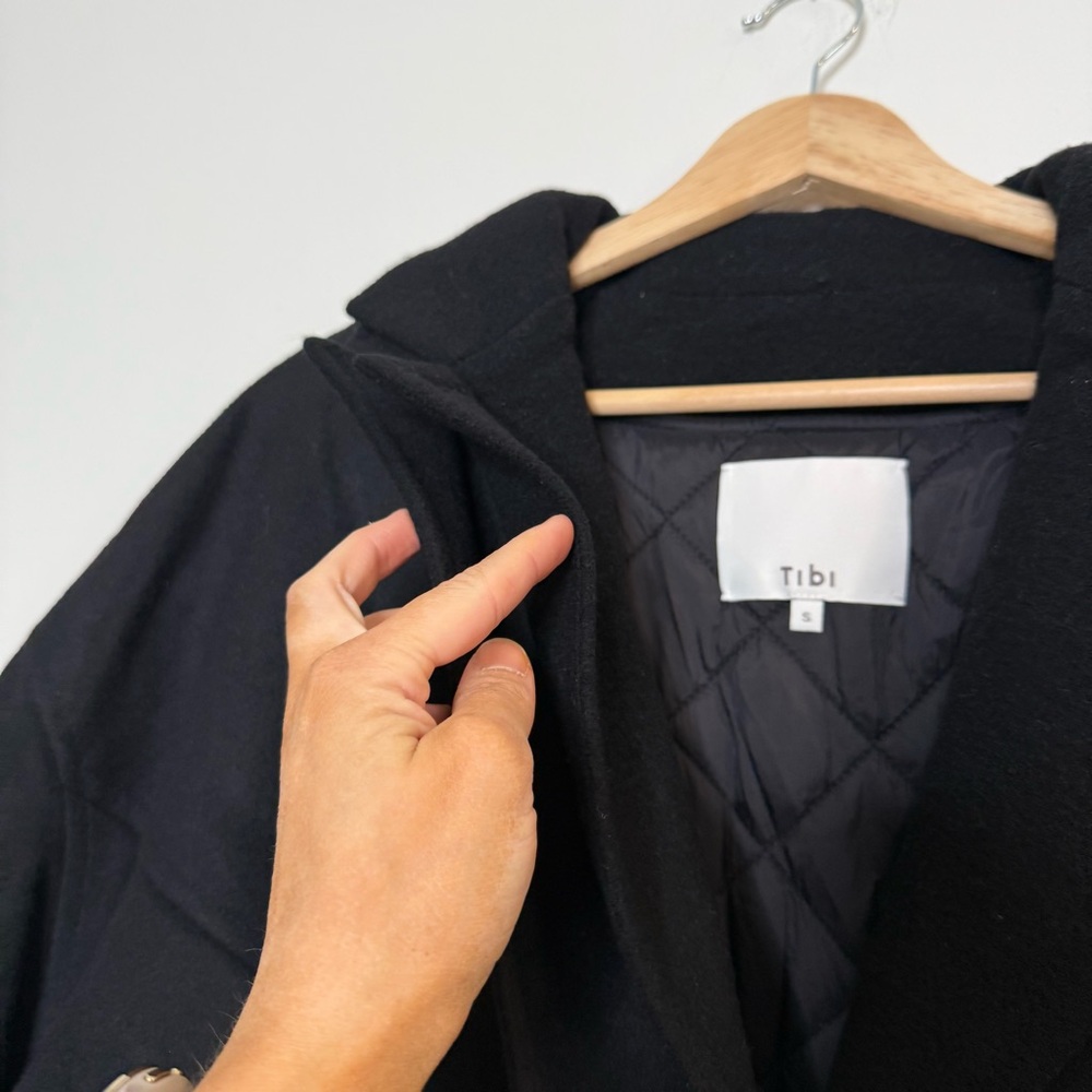 Tibi Recycled Wool Cashmere Double Collar Liam Jacket size small in black - Picture 10 of 16